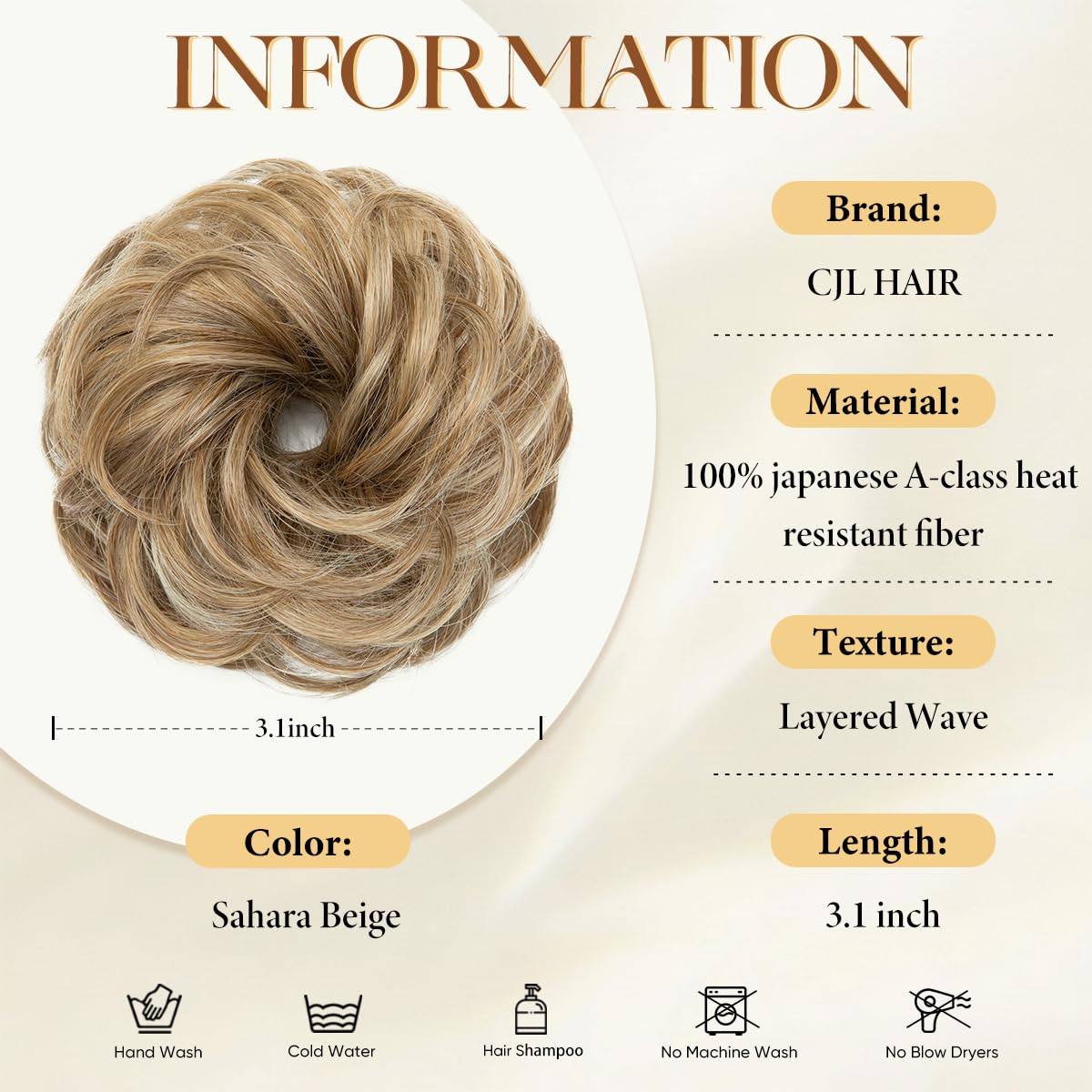 Small Messy Bun Hair Pieces for Women | Synthetic Curly Mini Scrunchies - 2PCs Sahara Beige