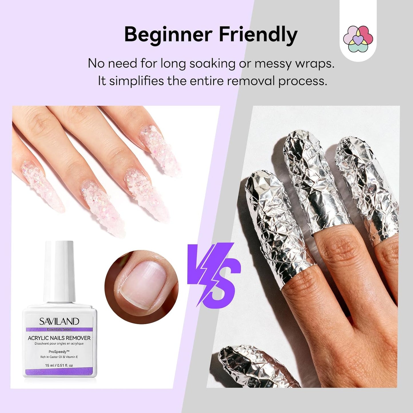 Acrylic Nail Remover Kit - Powerful Rapid Dissolution Formula with Cuticle Oil & Nail File | 2-Piece Professional Set for Home Use