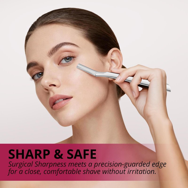 Mistfree Dermaplane Razor for Women Face, Dermaplane Starter Kits, Professional Metal Dermaplaning Tool with 12PCS Refill Blades, Reusable Face Razor for Exfoliation & Peach Fuzz Removal