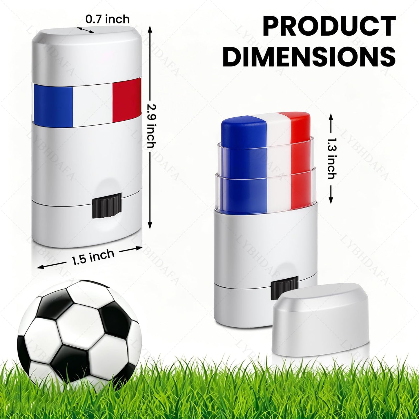 2PCS Red White and Blue Face Body Paint Stick for World Cup 2026, USA Patriotic Baseball Softball Eye-Black, 4th of July Accessories for Women, Soccer Fans Makeup (America France Netherlands Croatia)