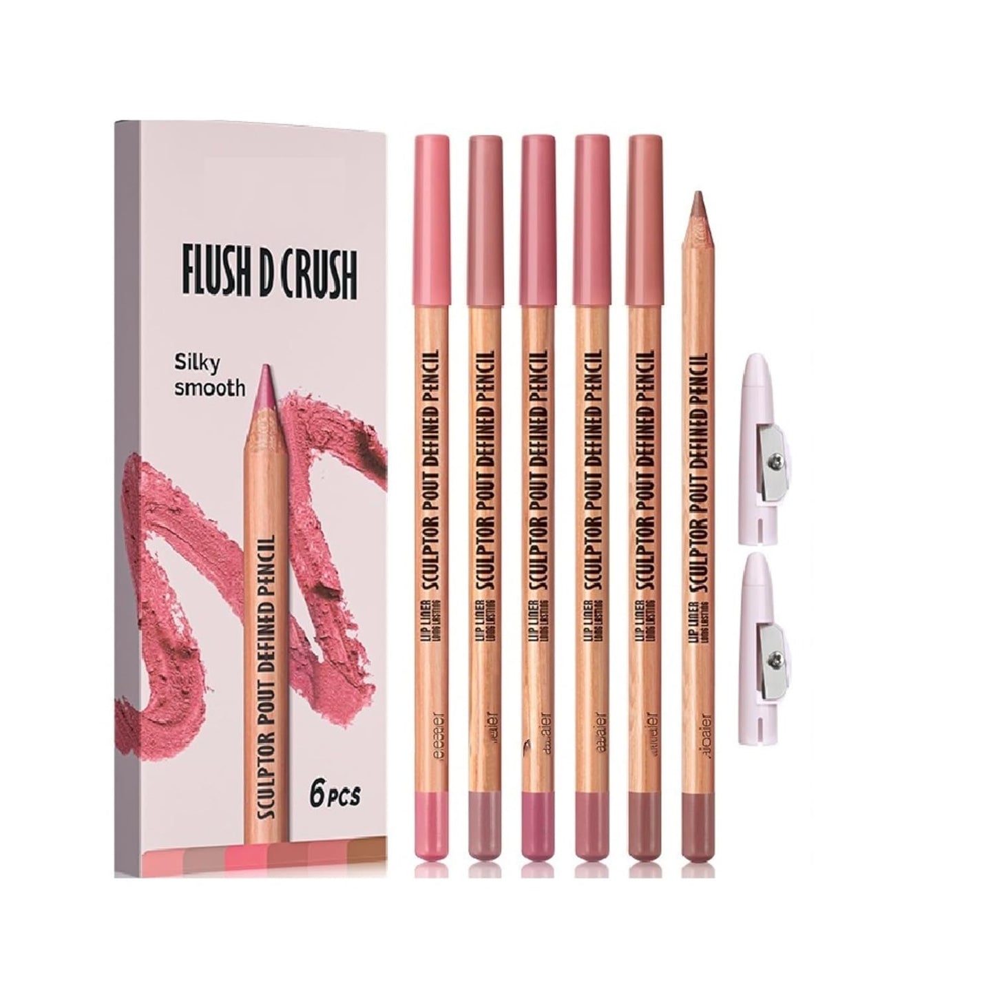 Lip Liner Set - 6 Pcs High Pigmented Matte Finish | Natural Oak, Brown, Pink, Red Colors