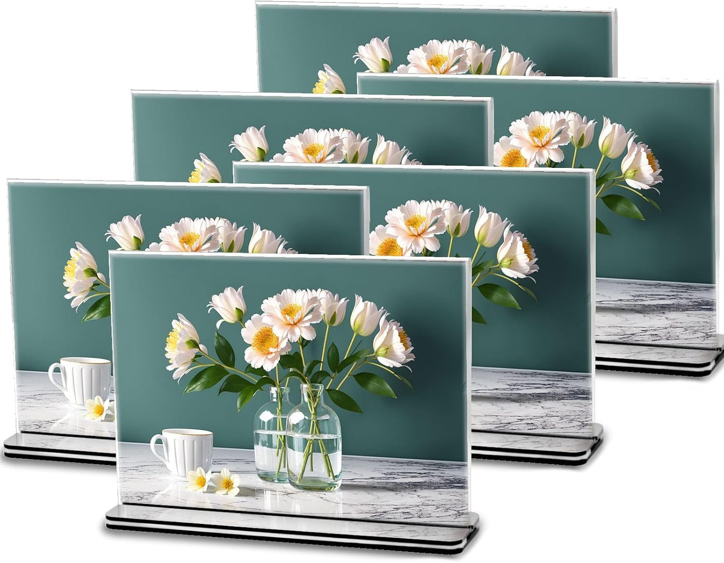 Acrylic Sign Holder - 12x8 Two-Sided Display Stand | 4 Pack for Cafes, Shops, Events