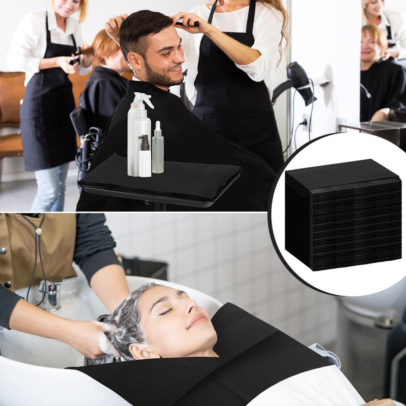 Chivertion 100 Pcs Disposable Salon Tray Cover 13 x 18 Inch Dental Bibs Tattoo Table Covers 3 Ply Waterproof for Nail Salon, Dental Clinic, Feeding, Tattoo Shop(Black)