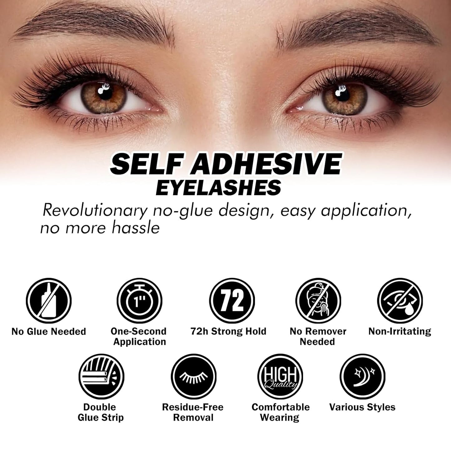 Self-Adhesive Eyelash Clusters Kit - 156 PCS DIY Pre-Glued Lashes | No Glue, No Remover, No Residue