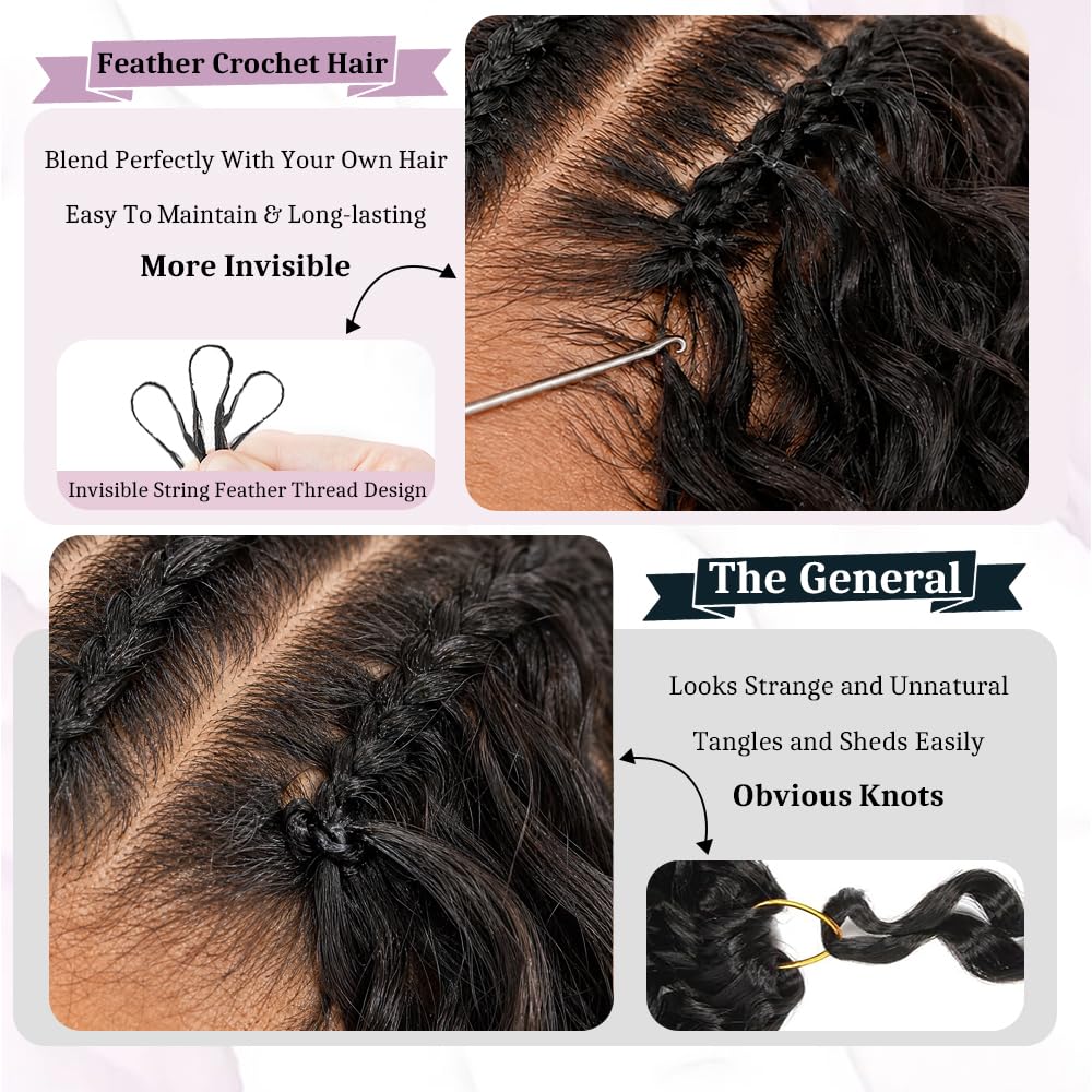 Burmese Curly Crochet Hair - 120g Knotless Pre-Separated Bundles | 16-Inch Natural Black for Black Women