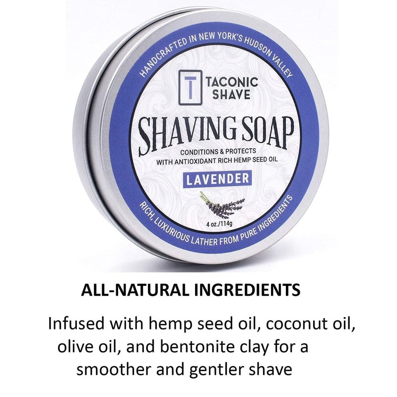 Taconic Shave Lavender Scent Shaving Soap – Calming Floral Aroma – Barbershop Quality Lather Puck with Natural Oils – Soothing & Moisturizing – Handmade in USA