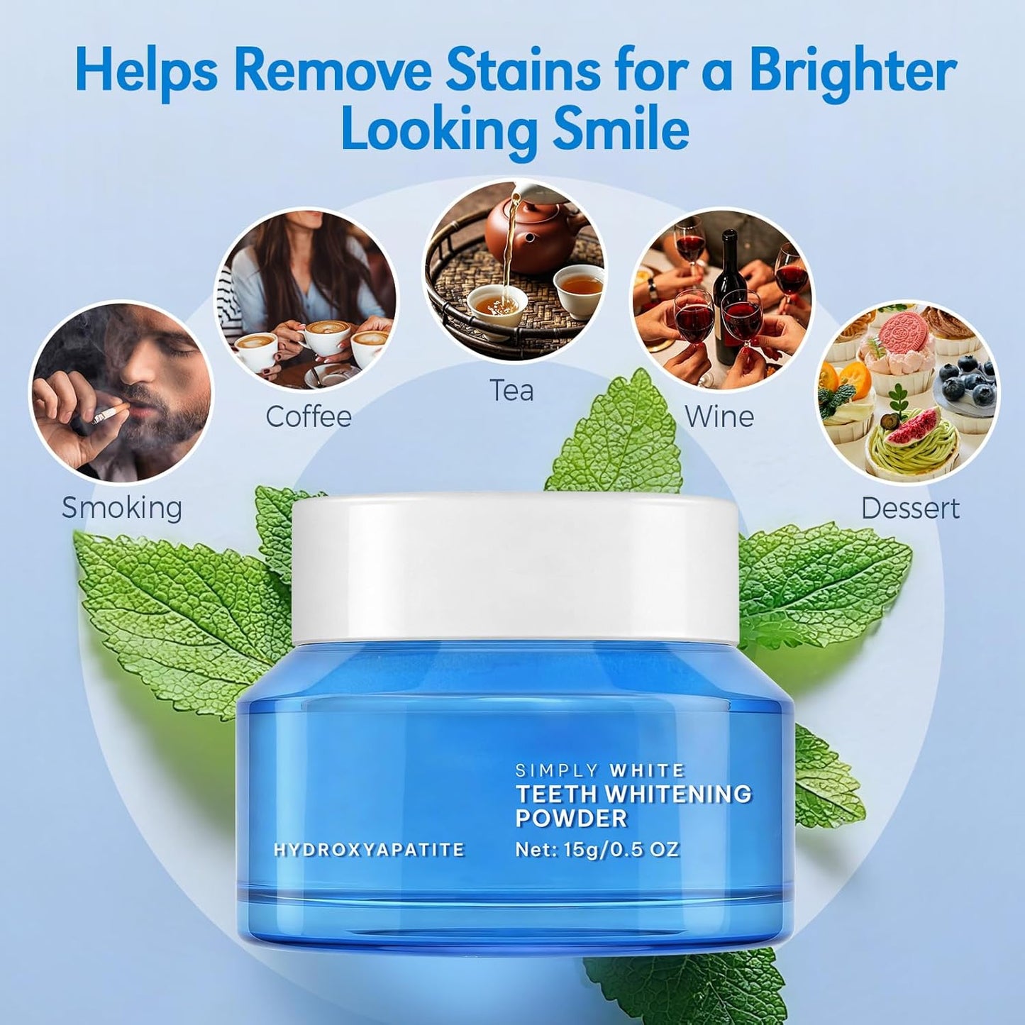 Teeth Whitening Powder - Enamel-Safe Hydroxyapatite Formula - Gentle, No Sensitivity - 15g for Long-Lasting Freshness