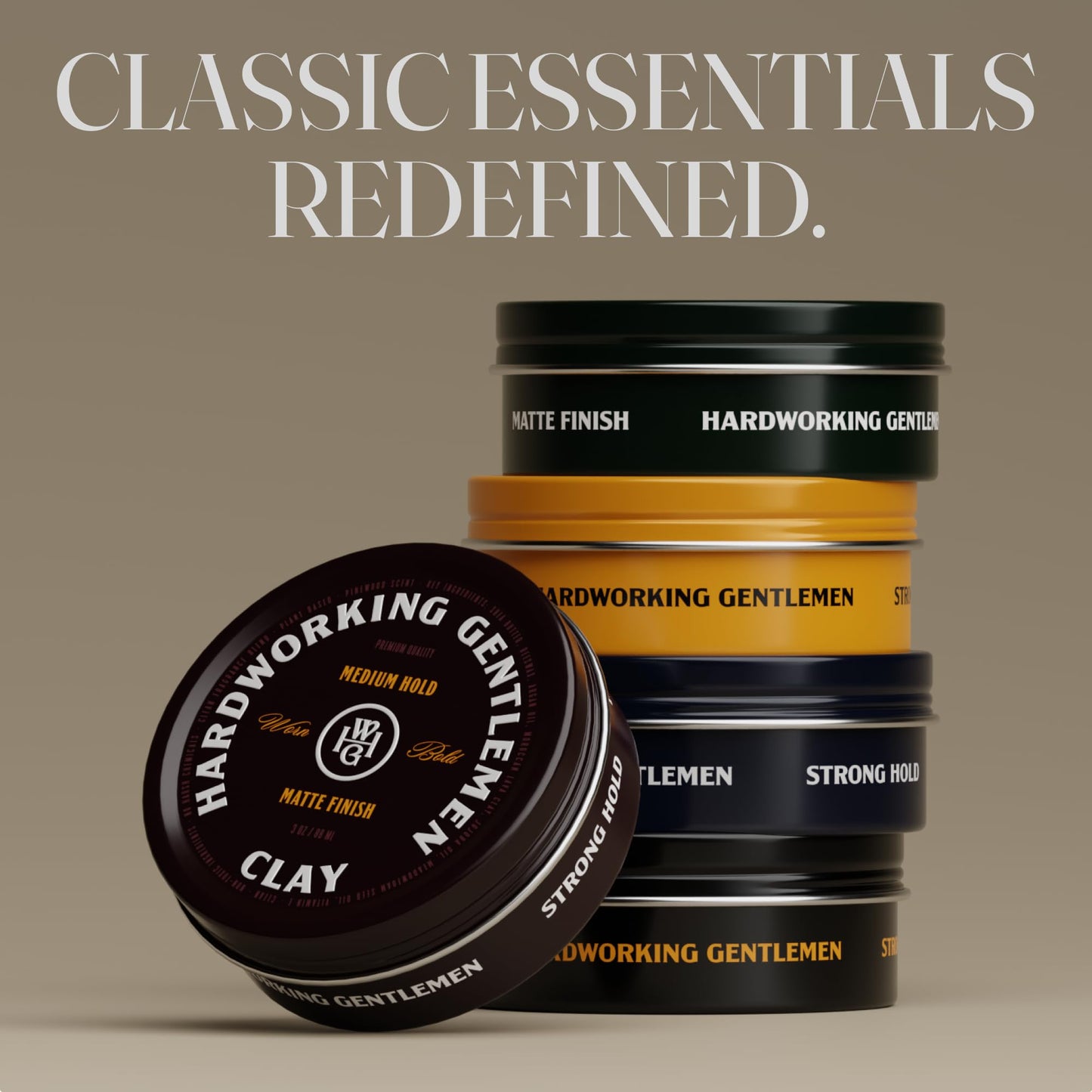 Hardworking Gentlemen Hair Clay for Men, Medium Hold, Matte Finish, Natural Formula, 3 oz (Made in USA)