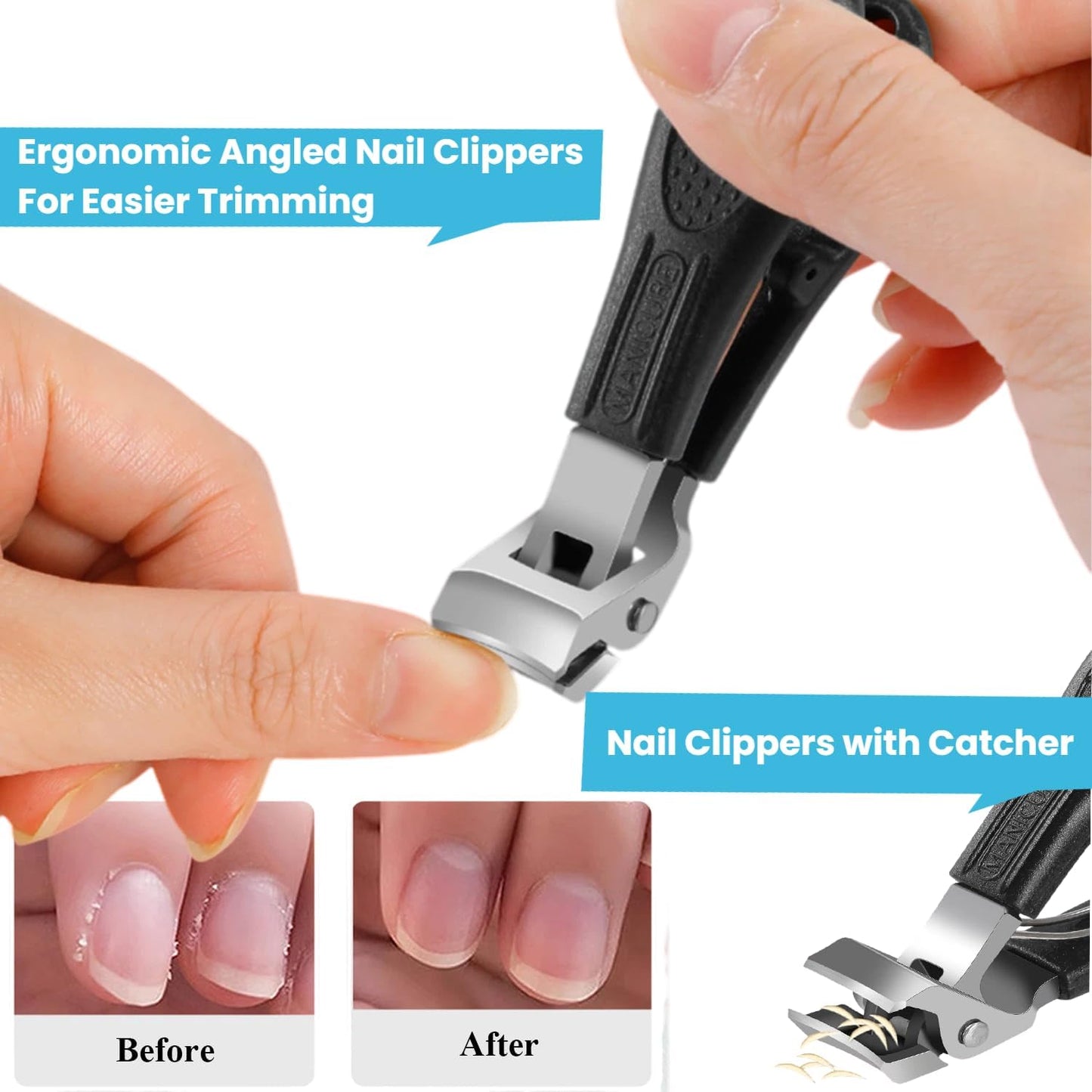 Toenail Clippers for Thick Nails - Heavy Duty Angled Head Design | Ideal for Seniors & Ingrown Toenails