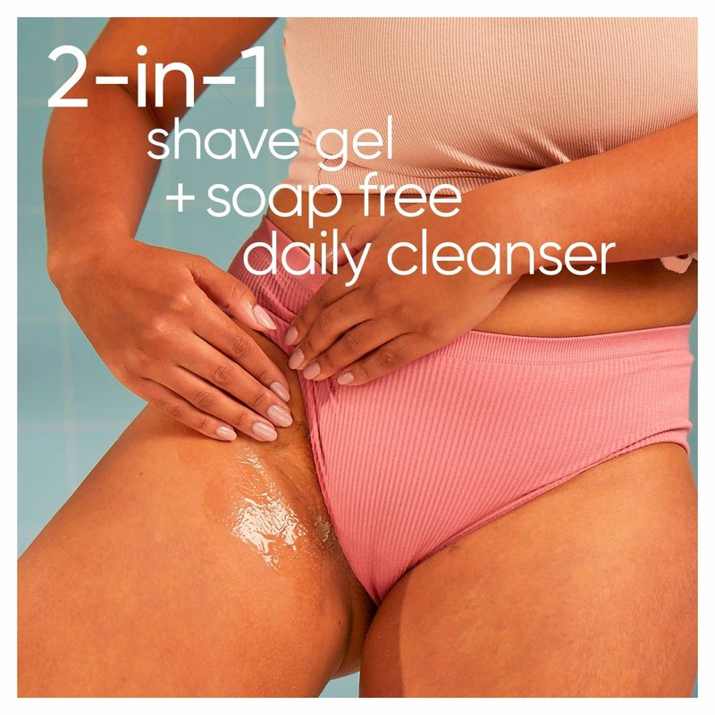 Gillette Venus for Pubic Hair & Skin Travel Gift Set, Includes 1oz Smoothing Exfoliator, 2-in-1 Cleanser, Soothing Serum and Travel Bag