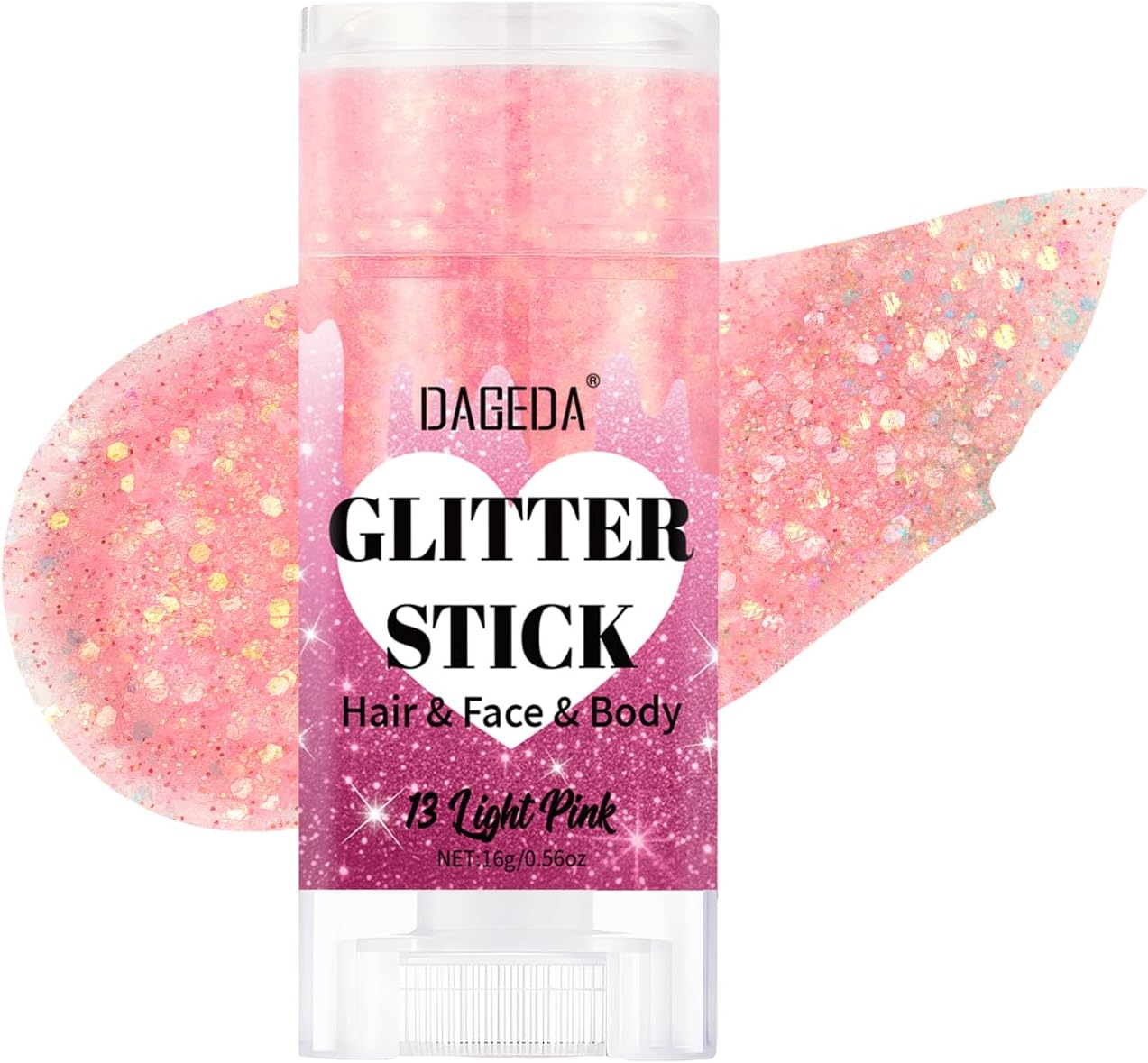 Red White Blue Body Glitter Stick - Sparkly Face Glitter Makeup for 4th of July | Shimmer Face Paint Stick