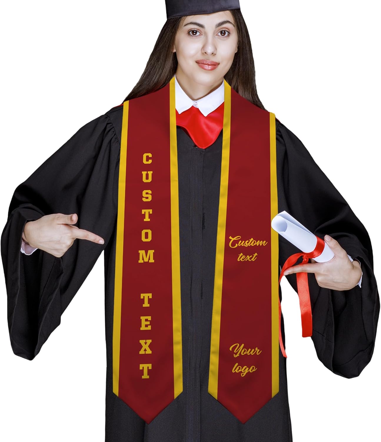 Custom Graduation Stole - Personalized Grad Sash with Text & Logo | Class of 2025 Honor Gift