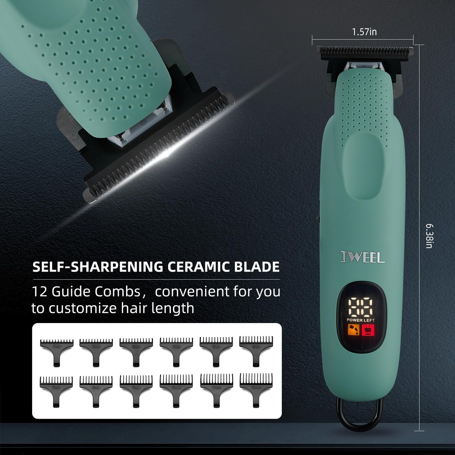 IWEEL Beard Trimmer for Men Professional Hair Trimmer for Men Hair Clippers Eletric Razor Shavers Zero Gapped T Blade Edgers Liners Cordless Rechargeable Mustache Grooming Kit for Body