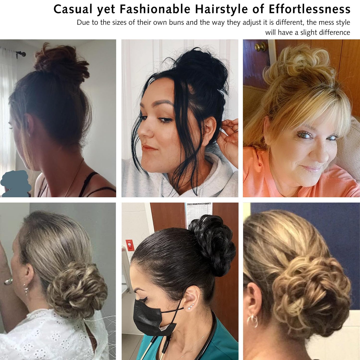 Rose bud Messy Bun Hair Bun Extension Updo Soft Natural Bleach Blonde Curly Chignon Hairpiece for Women