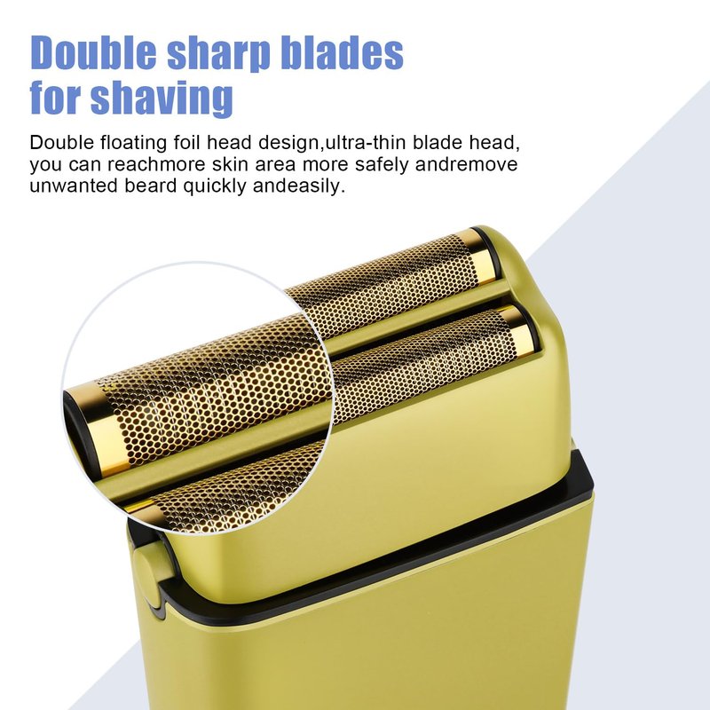 HIENA PRO Foil Shaver for Men Barber, Double Electric Foil Trimmer, Professional Electric Razor, Close Shaver, Cordless Rechargeable with USB, Yellow