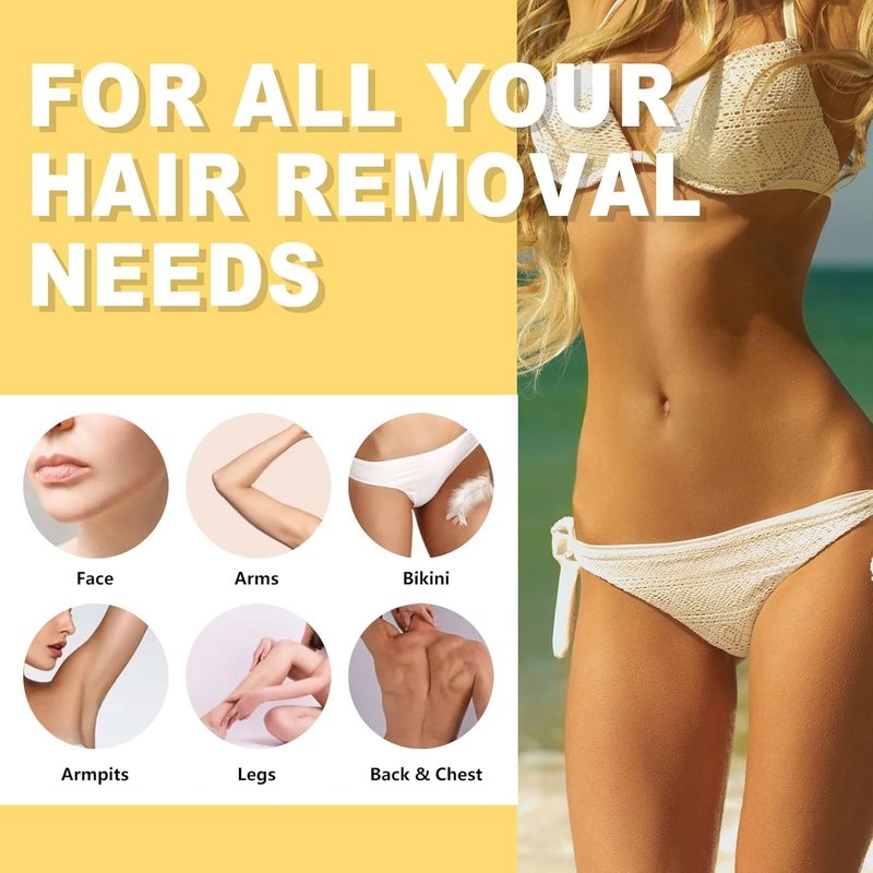 Vanilla Cream Hard Wax Beads 3lb, Gentle Creamy Brazilian Stripless Wax for Sensitive Skin, Low Temp Hair Removal Wax for Face, Bikini, Underarms & Full Body, Resealable Bag with 5 Sticks