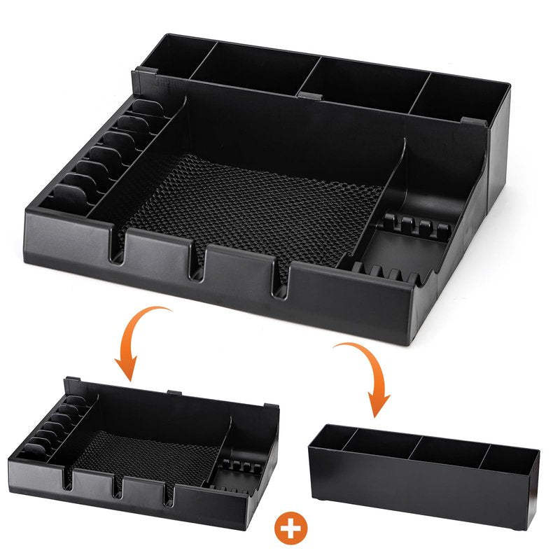 Hedume Hair Salon Styling Tools Organizer with Anti-Slip Mat, Detachable Multifunctional Stylist Tool Tray Organizer for Hair Brush, Combs, Clips, Scissor, Shaver, Clippers, Trimmers & Other Tools