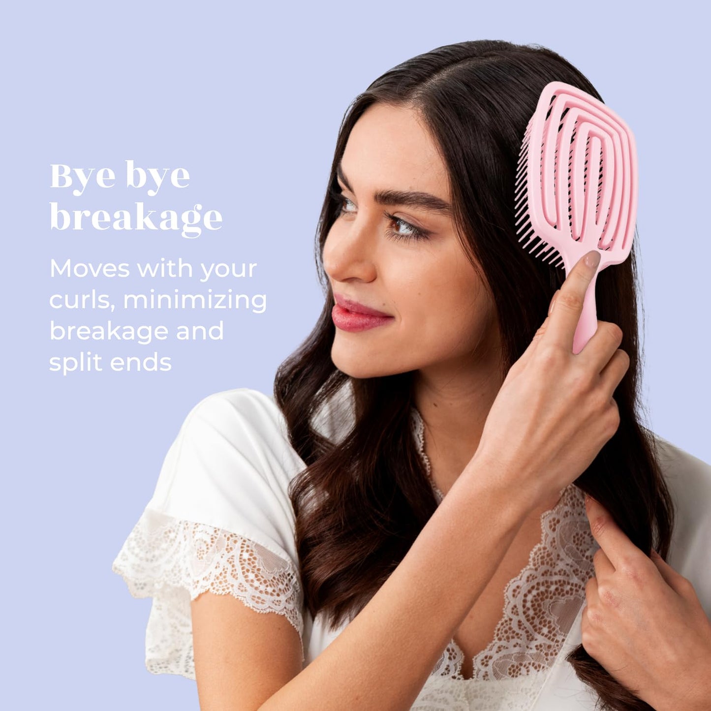 Crave Naturals Detangling Brush for Thick Hair - Flexible Paddle Brush | Comfort Grip, Pink