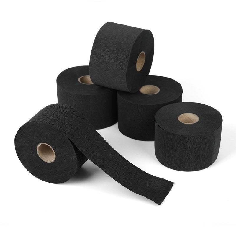 Kalinnee Professional Barber Neck Paper, 5 Rolls with 500 Strips, Disposable Stretchy Paper for Salon Haircut, Waxing, hair coloring Neck Strips (Black)