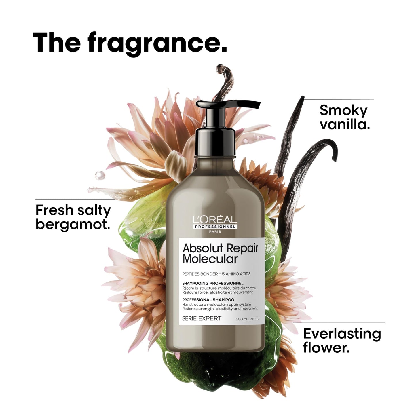 LOréal Professionnel Paris Absolut Repair Molecular Shampoo - Bond Building & Hair Strengthening Shampoo, For All Color Treated and Damaged Hair, With Peptide Bonder & Amino Acids, Sulfate-Free