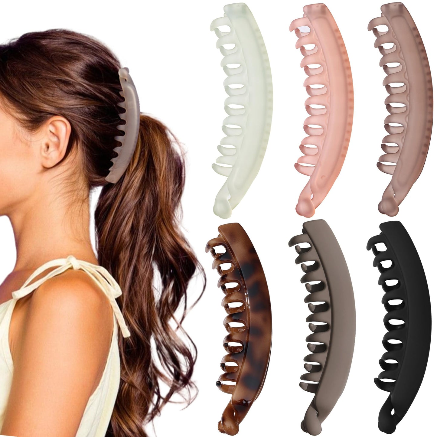 6 Pack 5 Inch Banana Hair Clips for Women Thin Fine Thick Hair,Strong Banana Claw Clips for Hair