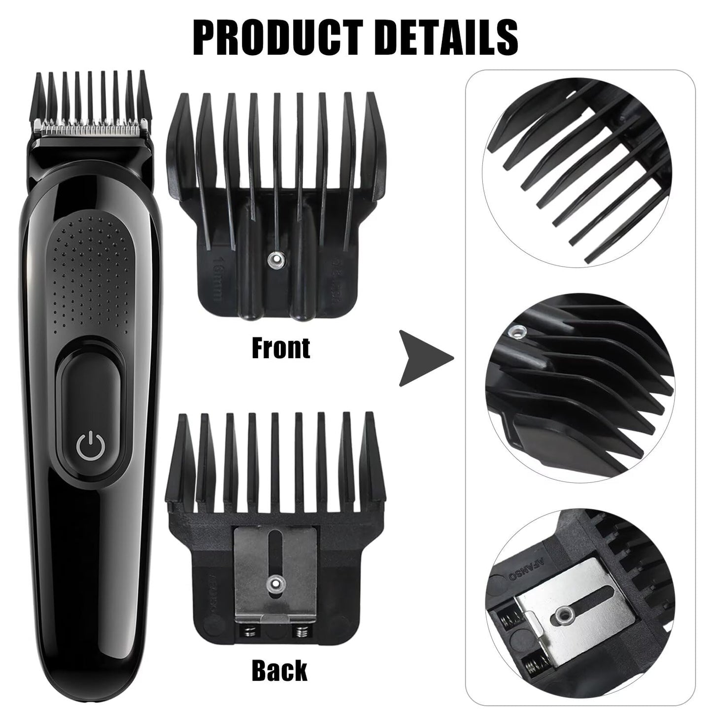 Updated 8 Pcs Trimmer Guards for BaBy-liss PRO Barberology FX787 & FX726 Trimmer, Replacement Guards Set with Metal Spring Clip - From 1/32-11/4 inch