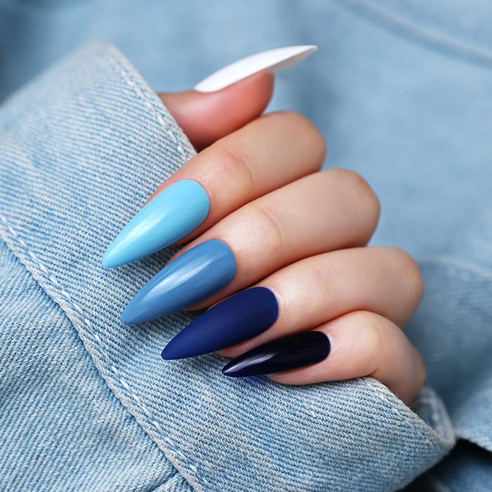 senvenski Blue Gel Nail Polish Kit - UV/LED Nail Art Set with Navy Royal Cobalt Blue Army Green Teal Olive Emerald Turquoise Colors | Manicure Gift Kit for Women, Professional Salon Home Use(CS6-011)