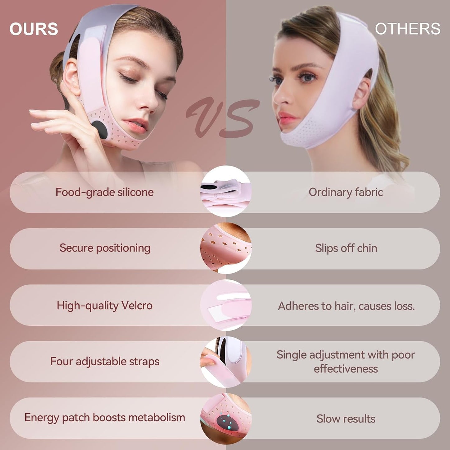 V-Shaped Soft Silicone Chin Strap Face Mask - Comfortable Fit for Enhanced Support