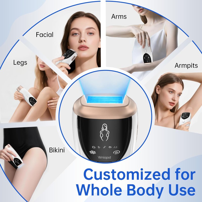 Wniopst IPL Hair Removal Device Gift for Women and Men, with Ice-Cooling Technology, Gentle Hair Reduction for Nearly, Hair Removal Device for Armpits Legs Arms Bikini Line, Corded