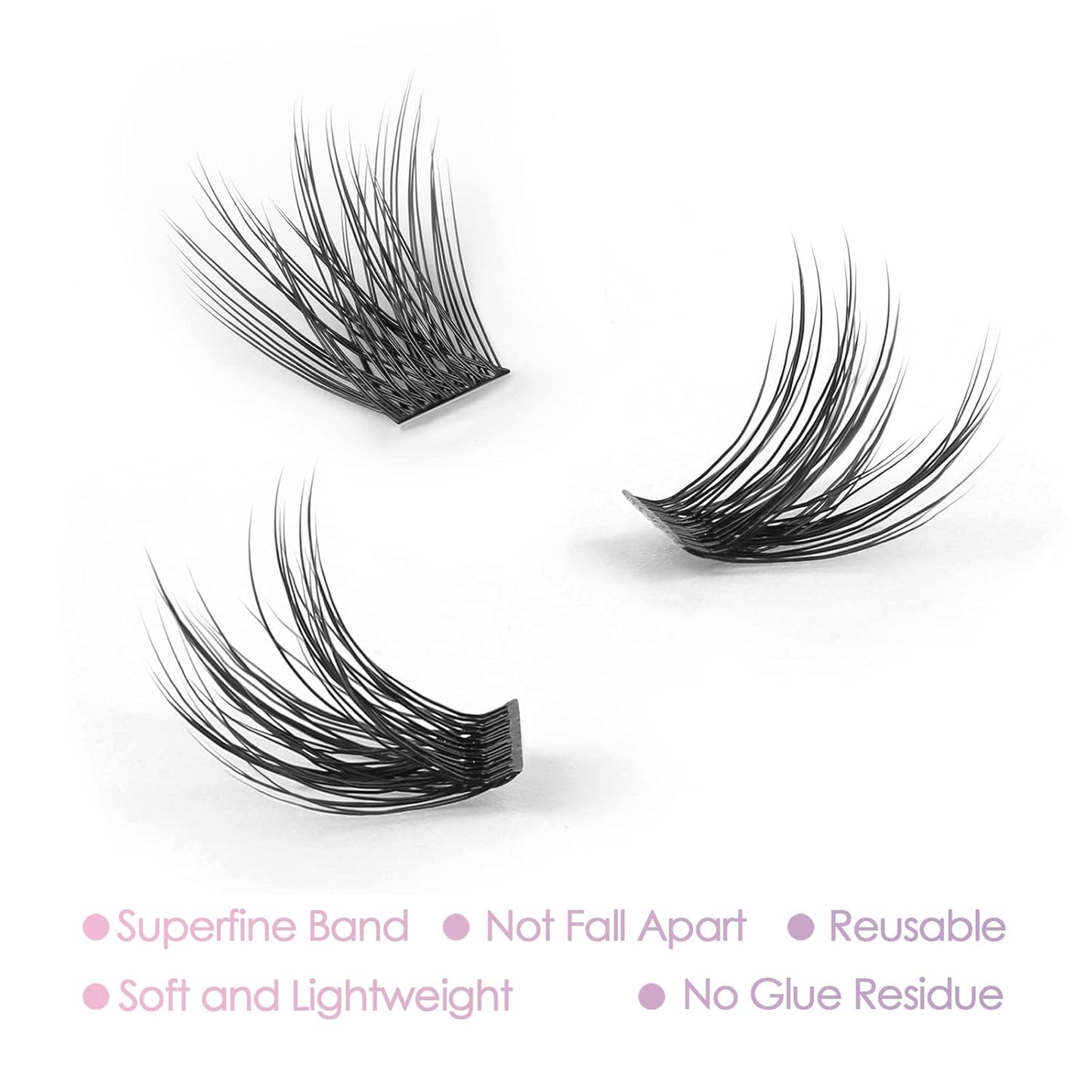 Individual Eyelash Extensions - 3D Effect Reusable Cluster Lashes | C Curl Wispy 12mm for Home Use