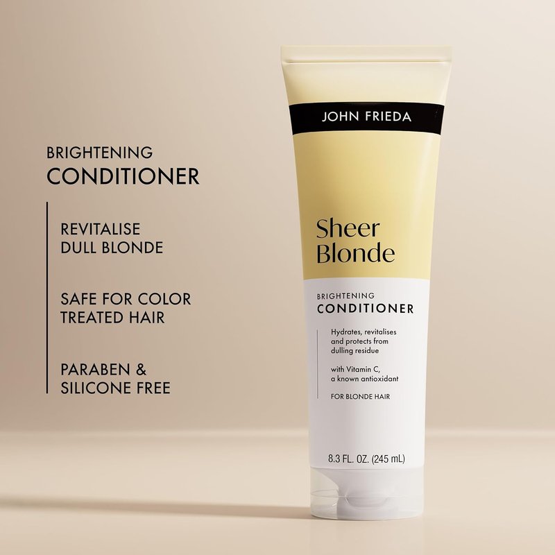 John Frieda Sheer Blonde Brightening Conditioner - Nourishing Formula for Radiant Blonde Hair | 8.3 Fl Oz, Pack of 2