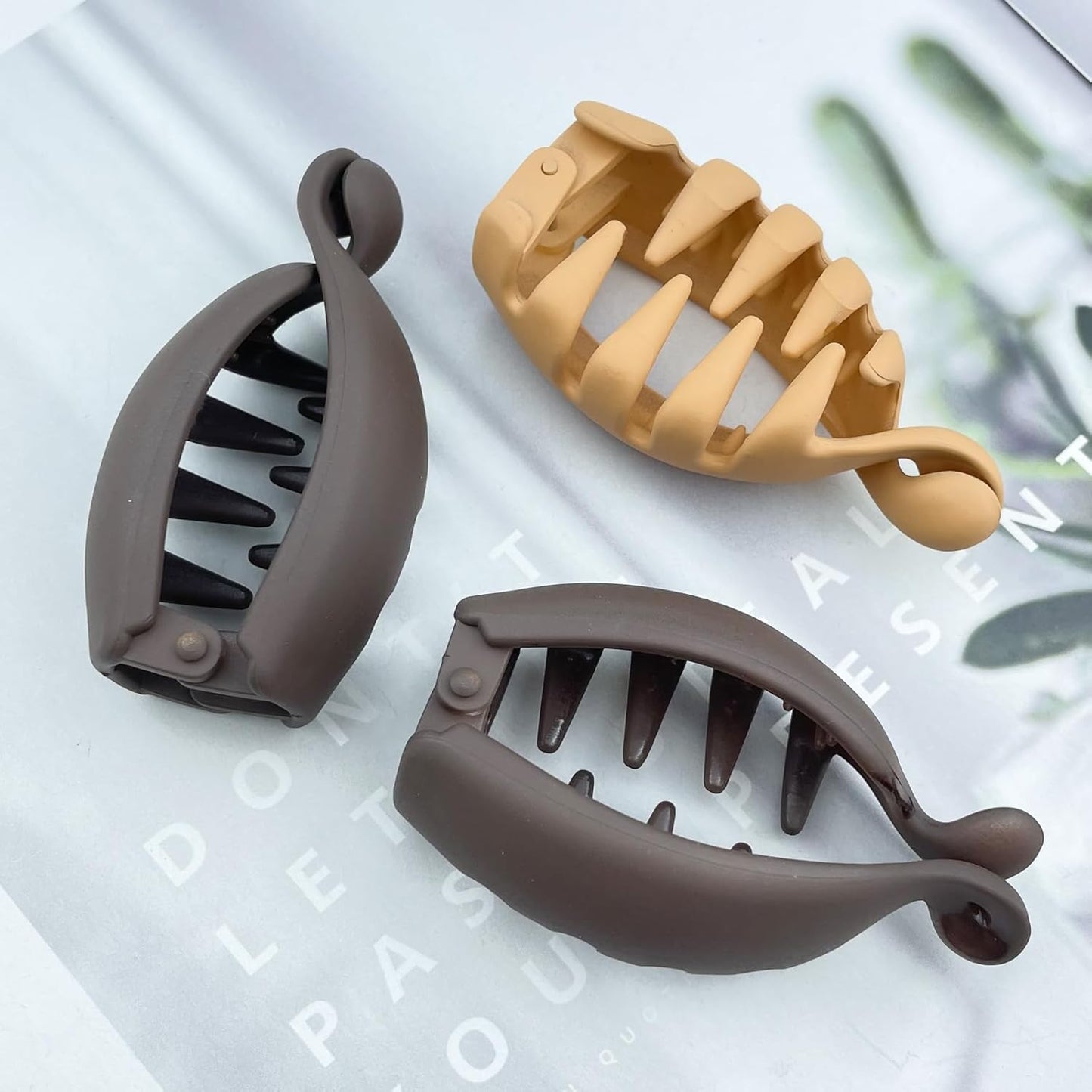 Matte Banana Hair Clips - 8 Pcs Strong Hold Ponytail Holders | French Barrettes for Fine Hair