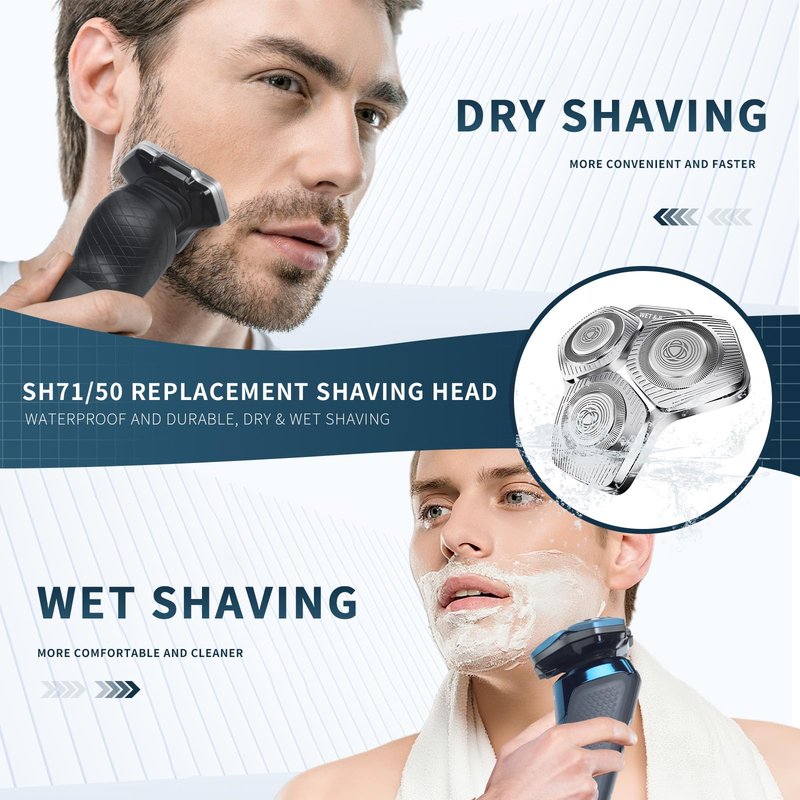 2 Pack SH71/50 Shaving Heads Compatible with Phili*s Shavers Series S5000 (S5XXX),S7000 (S7XXX) (Silver)