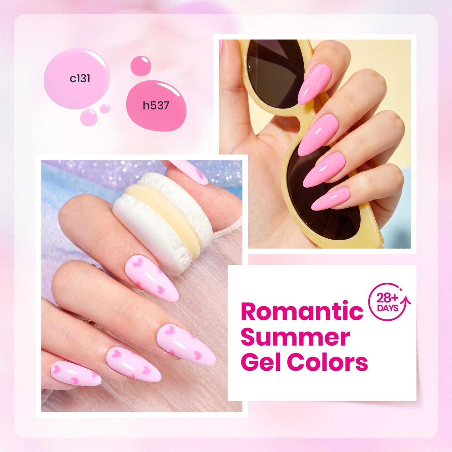 Beetles Pink Gel Nail Polish Set 6 Colors Bright Hot Light Baby Pink