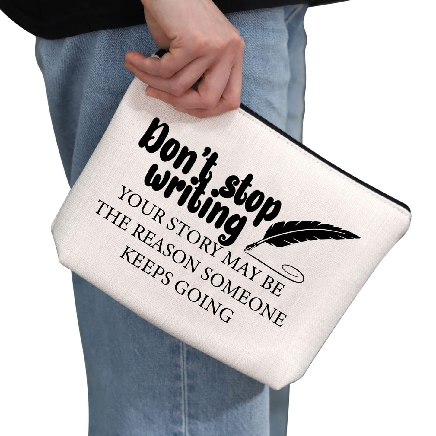 G2TUP Creative Writer Gift Don’t Stop Writing Makeup Bag Future Author Cosmetic Bag Novelist Gift Writer Appreciation Gift Zipper Travel Bag