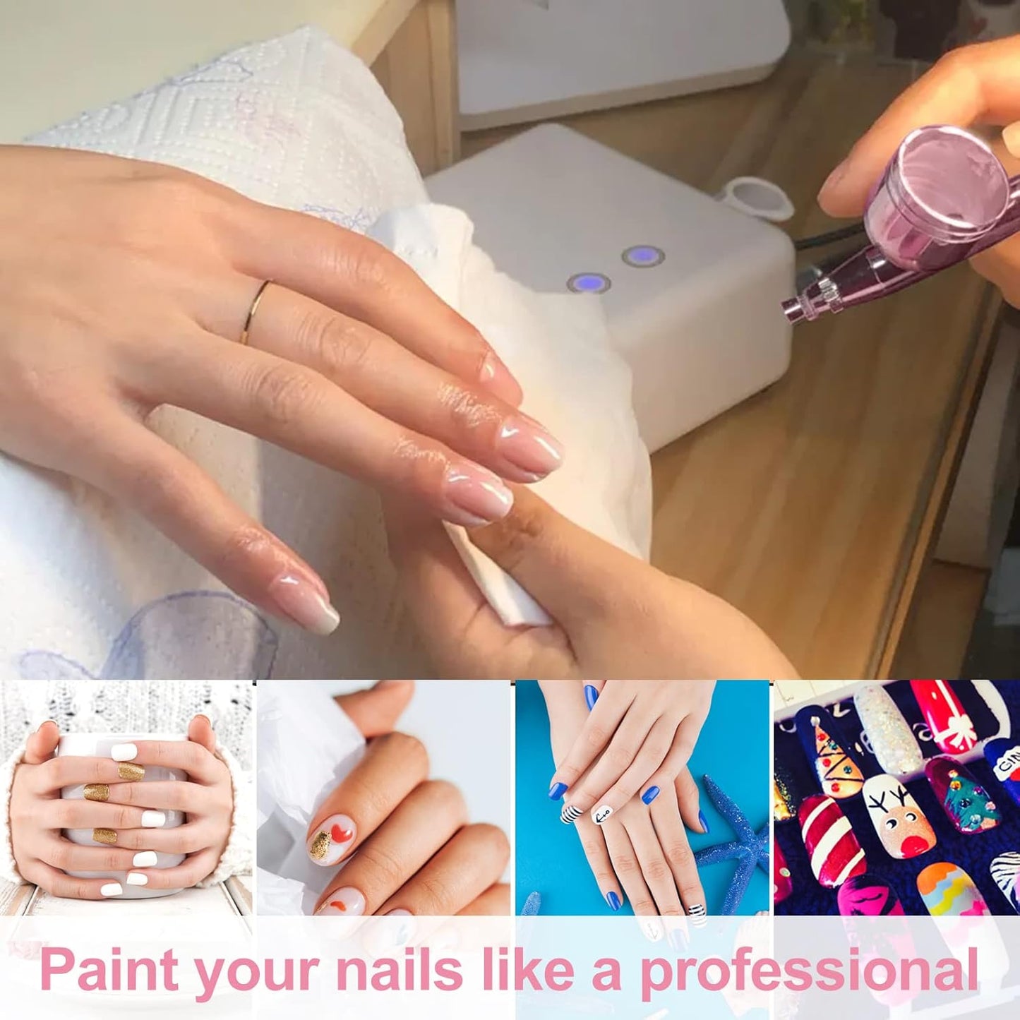Rechargeable Cordless Airbrush Kit - Portable Wireless Compressor for Makeup, Nail Art & Cake Decorating
