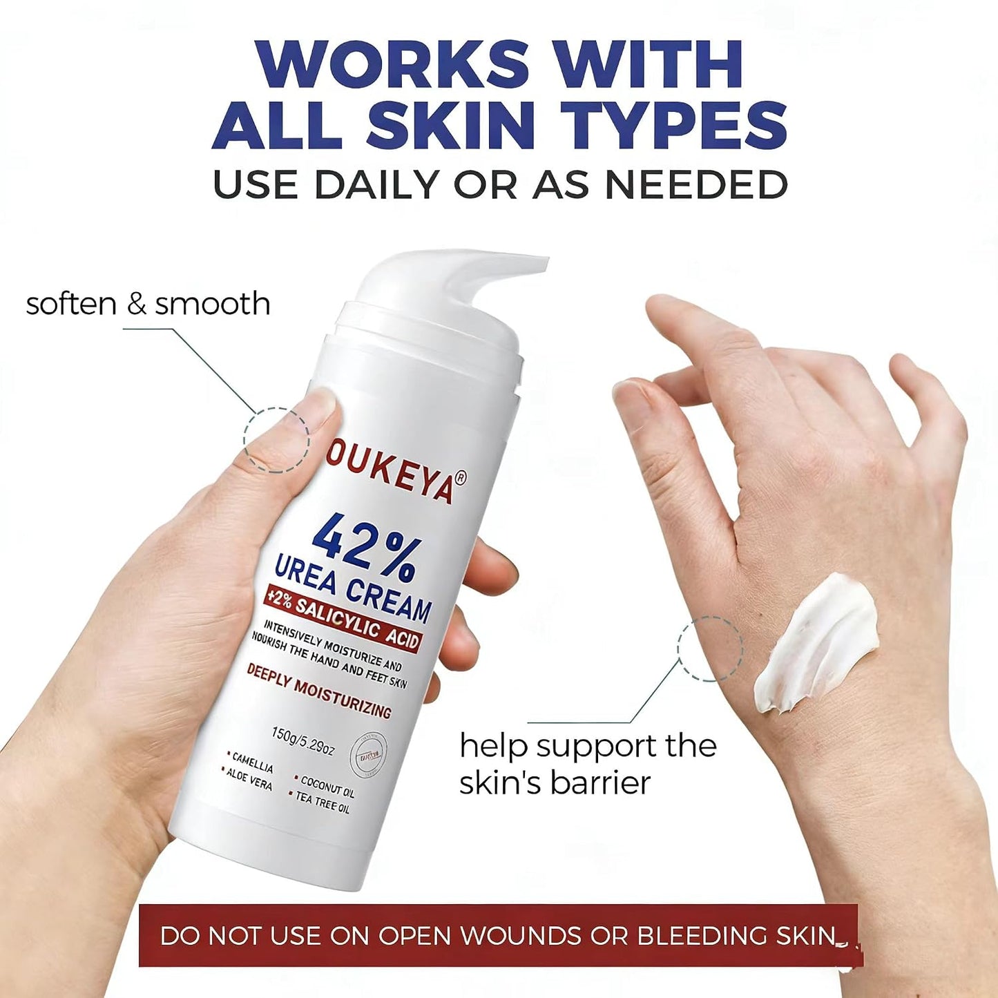 Urea Cream 42% with 2% Salicylic Acid - Moisturizing Foot Cream for Dry, Rough Skin | 5.29 Oz