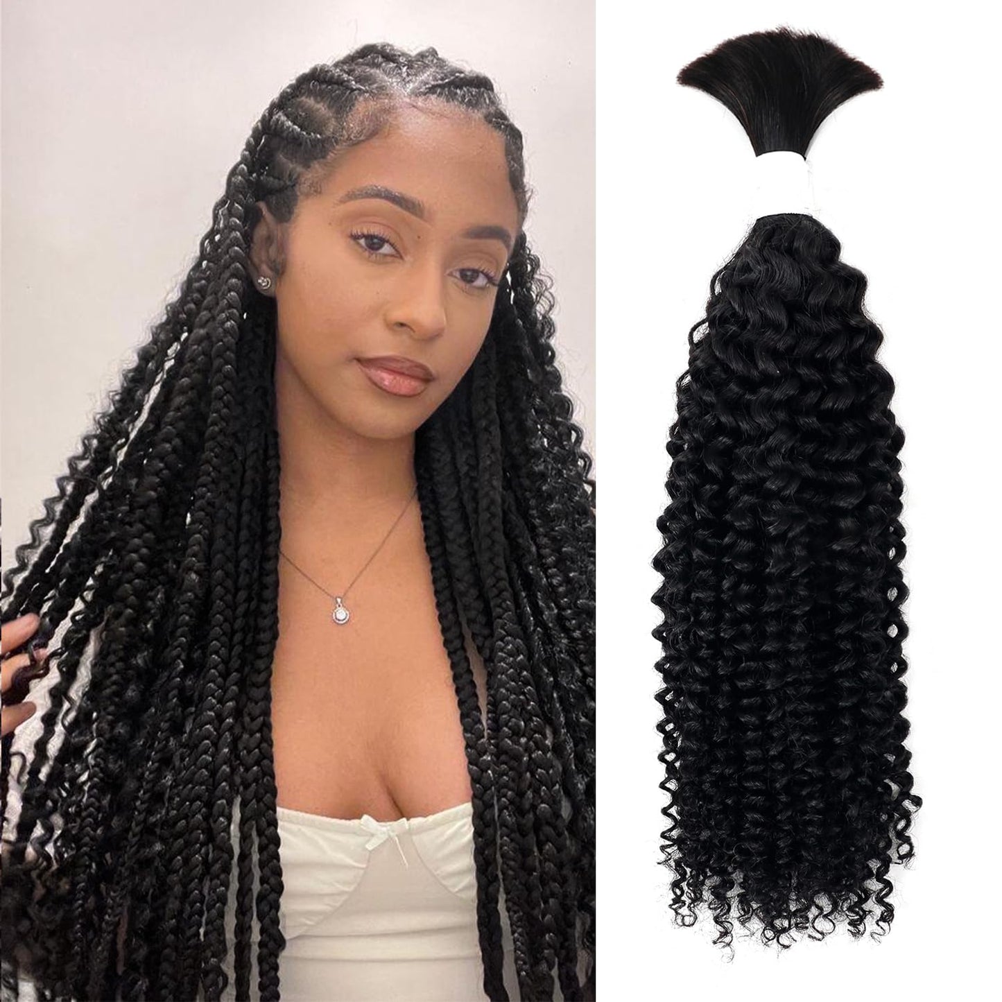 Body Wave Curly 4/27 Human Braiding Hair - 100g One Bundle for Boho Braids | 18 Inch