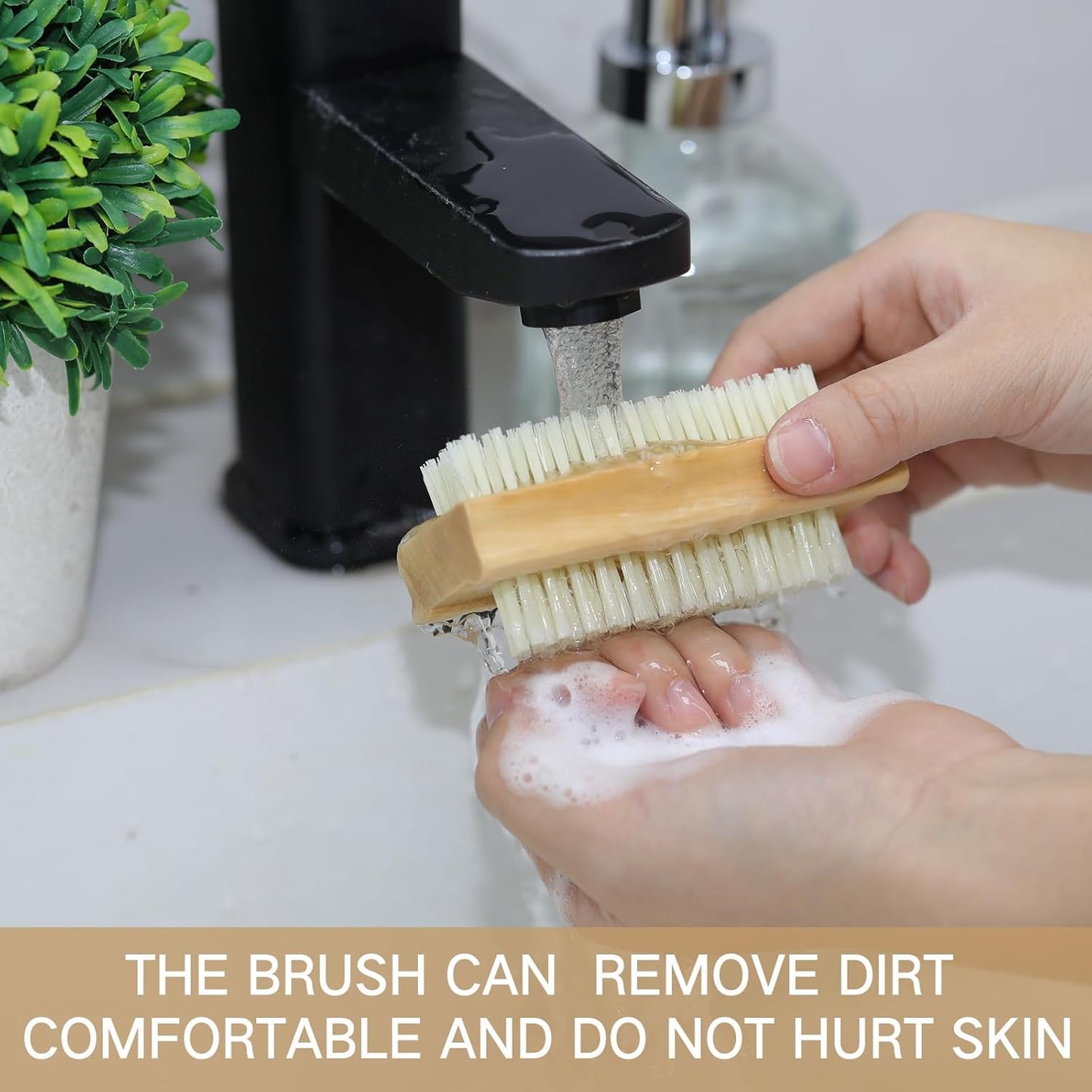 Wooden Nail Brush Set - 12 Pack Two-Sided Heavy Duty Stiff Scrubbers for Nails & Toes | Non-Slip Design