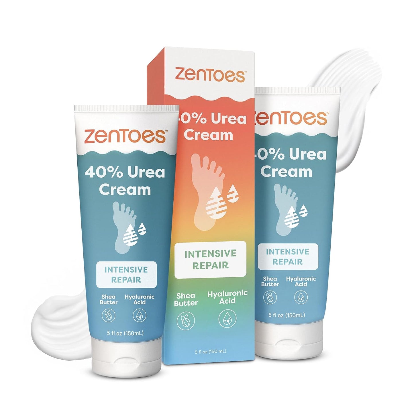ZenToes Urea Foot Cream 40% - Exfoliating Cream for Dry Cracked Heels & Calluses | 5oz Lavender Scent