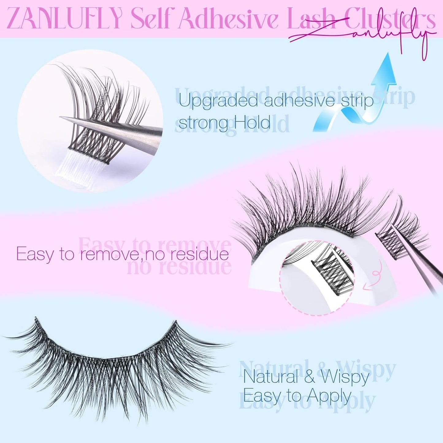 Self-Adhesive Eyelash Clusters - Natural Wispy C-Curl Pre-Glued Lashes | 10-16MM Individual Extensions