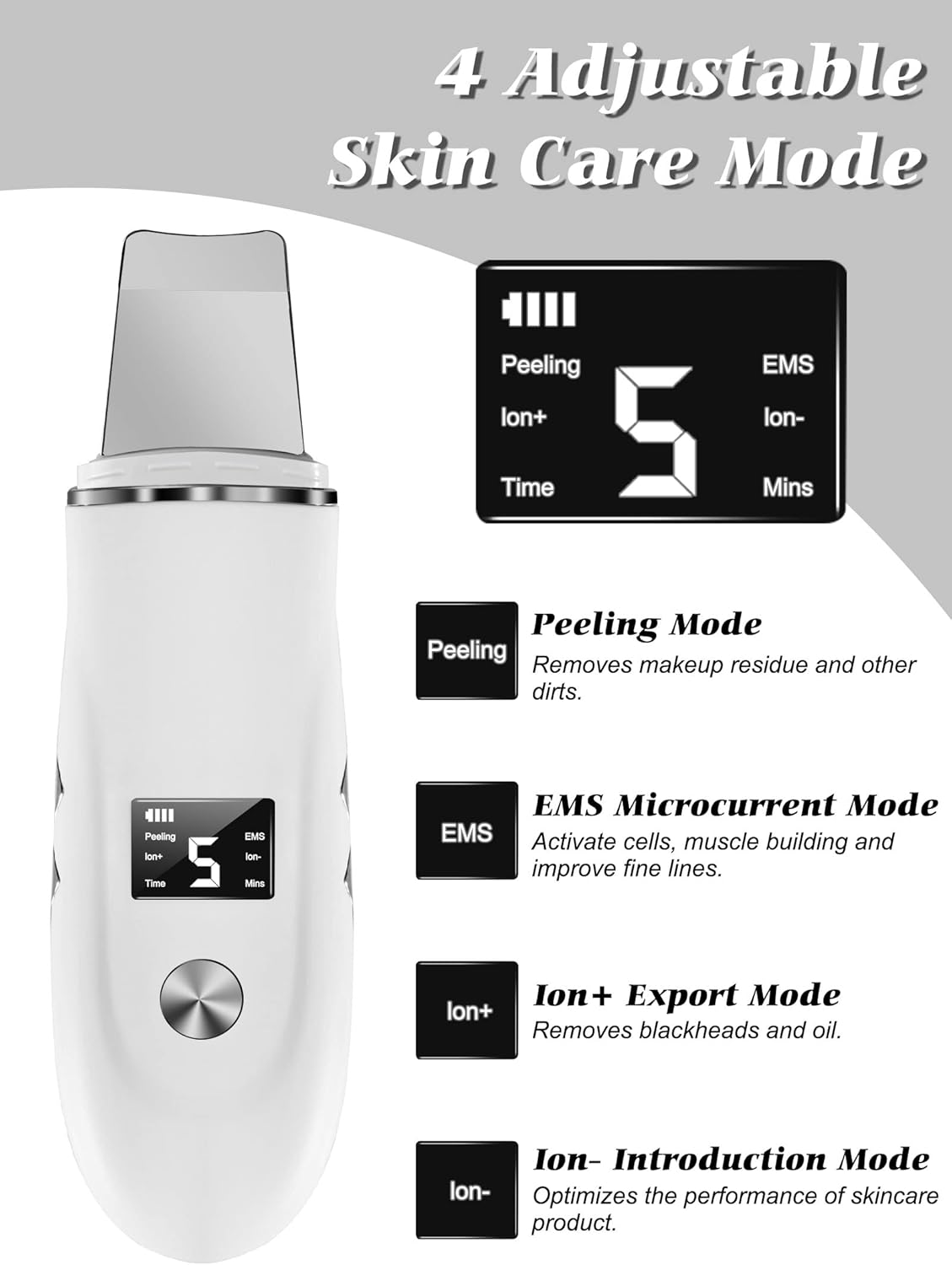 Skin Scrubber Face Spatula - 4-in-1 Blackhead Remover Tool for Deep Pore Cleansing | USB Rechargeable