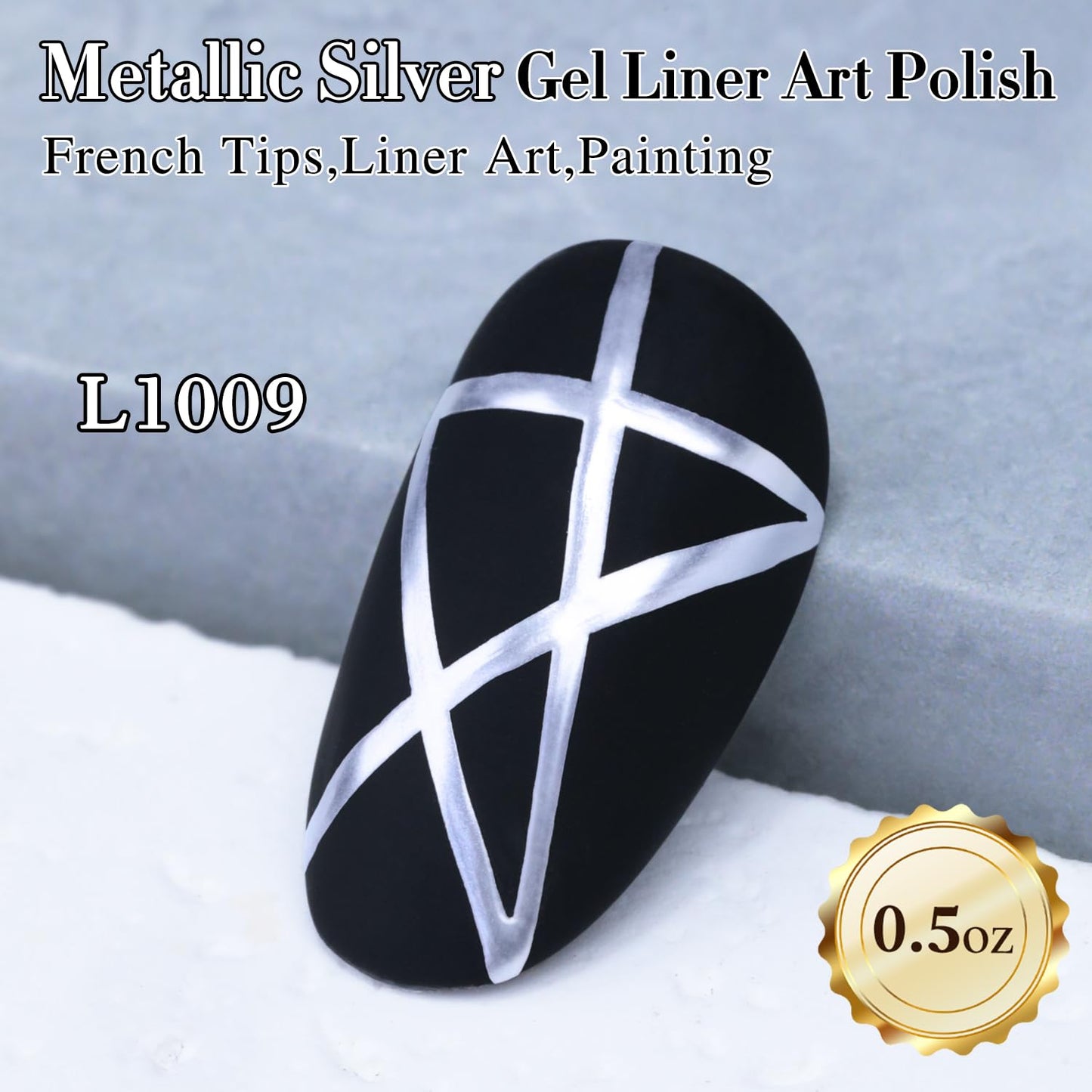 Double Rhythm 15 Ml Metallic Gel Liner Nail Art Gel Bronze Mirror Chrome Painted Drawing Stripper 3D Effect Gel Polish (Chrome Silver-L1009)