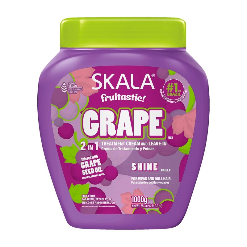 SKALA Grape 2-in-1 Treatment Cream | Leave-In Conditioner for Dry Hair - 35.2 oz Hydration & Shine