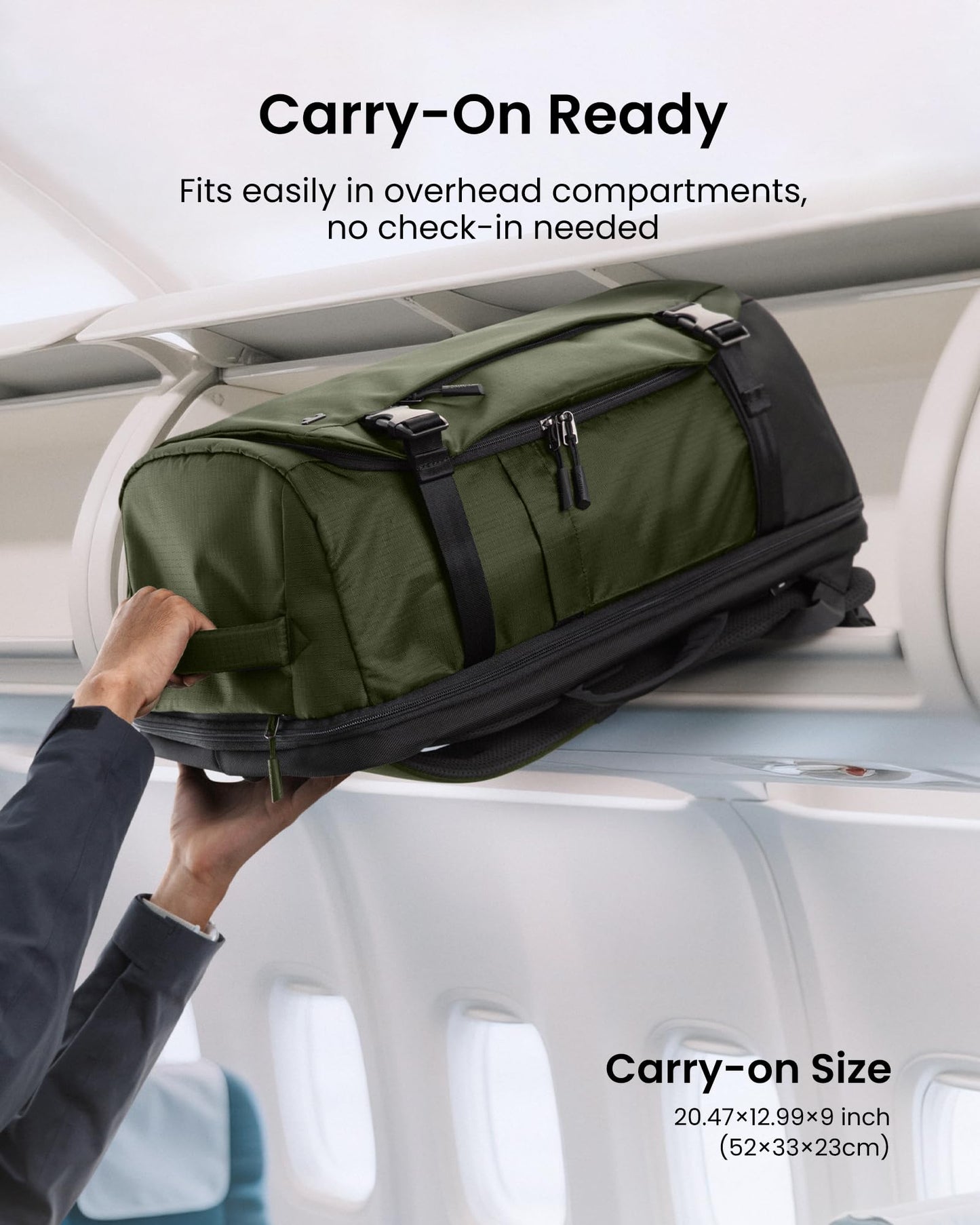tomtoc Travel Backpack 40L, TSA Friendly Flight Approved Carry-on Luggage Hand Water-resistant Lightweight Business Rucksack, Durable Large Weekender Bag Daypack Fits 17.3 Inch Laptop