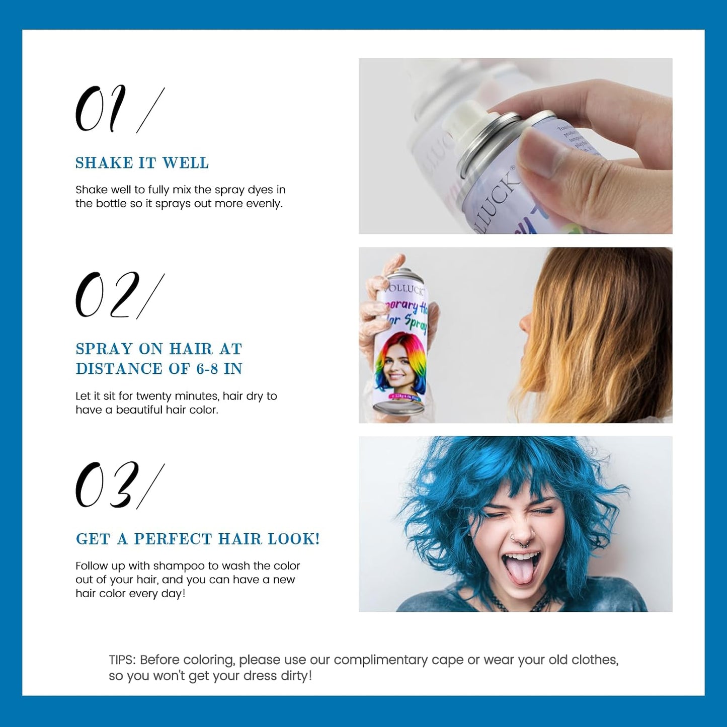 Temporary Blue Hair Spray - 1-Day Hair Color for Kids & Adults | Fast-Drying, Non-Sticky, Washable 4.06 Fl Oz