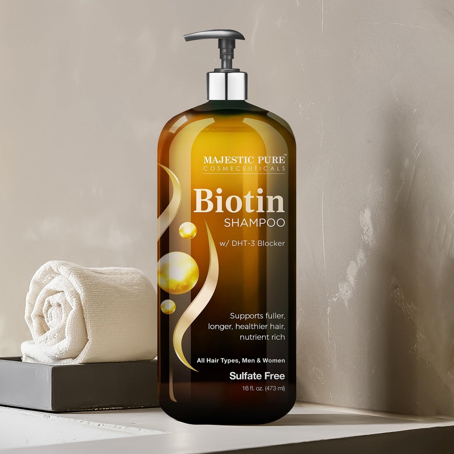 Majestic Pure Rosemary Castor & Biotin Shampoo for Thinning Hair-16fl oz