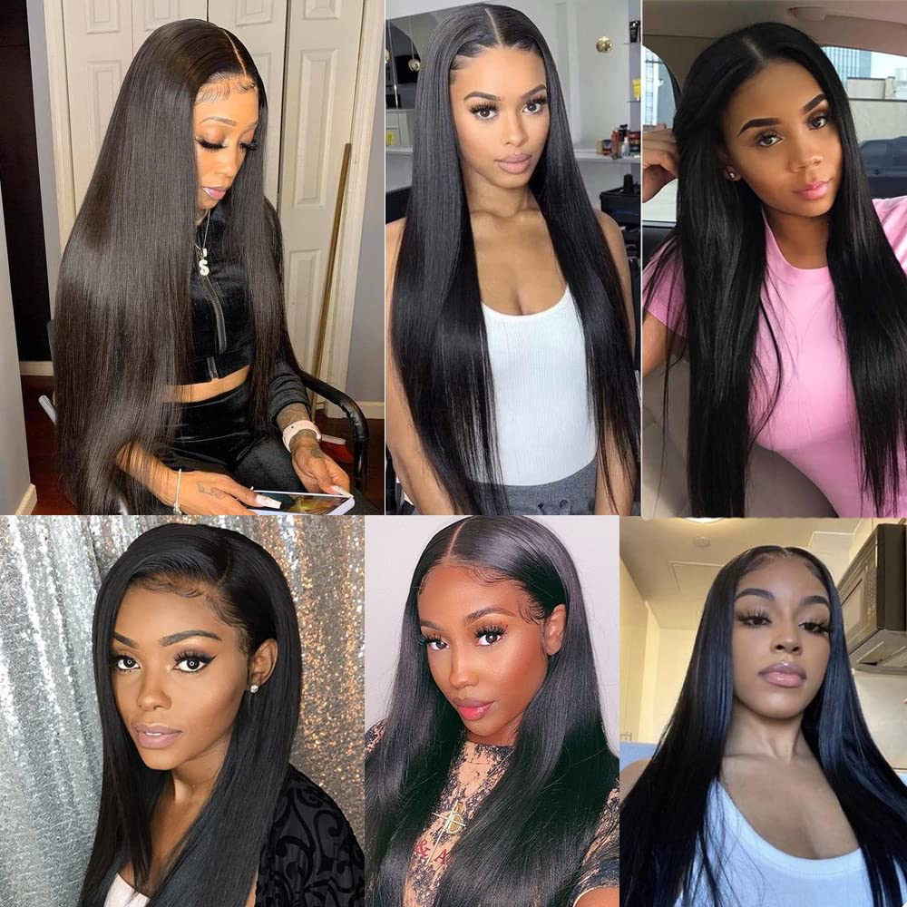 Straight Bundles Human Hair 1B Straight Bundle Grade 8A Brazilian Remy Human Hair 3 Bundles Natural Black 16 18 20 inch