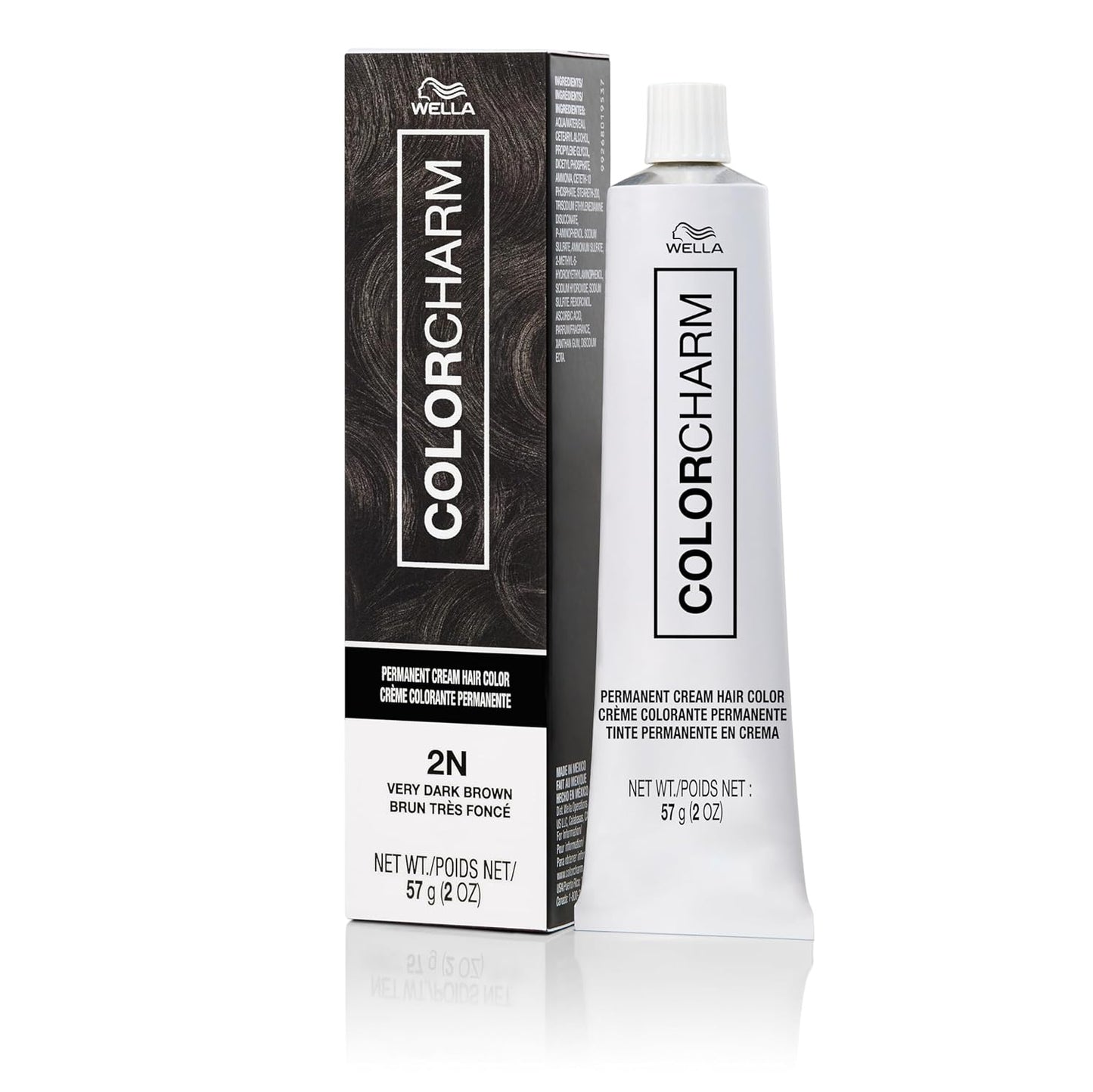 COLORCHARM Permanent Cream Hair Dye - Darkest Brown & Black Shades | Intense Gray Coverage, Vegan Formula | 2 oz.