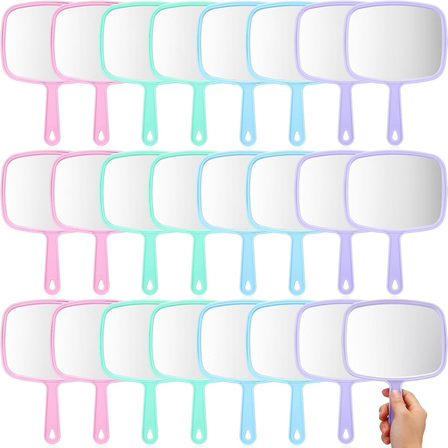 12 Pcs Handheld Makeup Mirrors - Portable Beauty Mirrors for Home, Salon & Travel | 6.69 x 9.45 Inch (Rose Red)